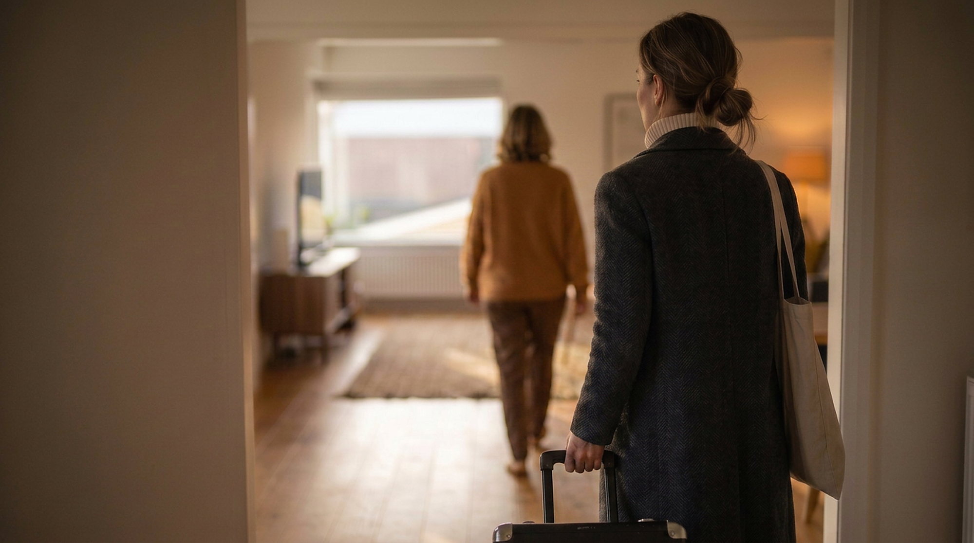 Une professionnelle de la beauté arrive au domicile de sa cliente, son matériel à la main