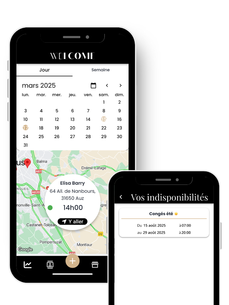 Vue carte pro à domicile