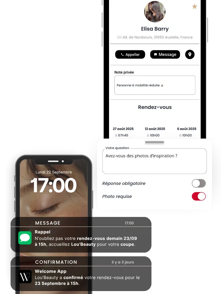 SMS de rappel client à domicile